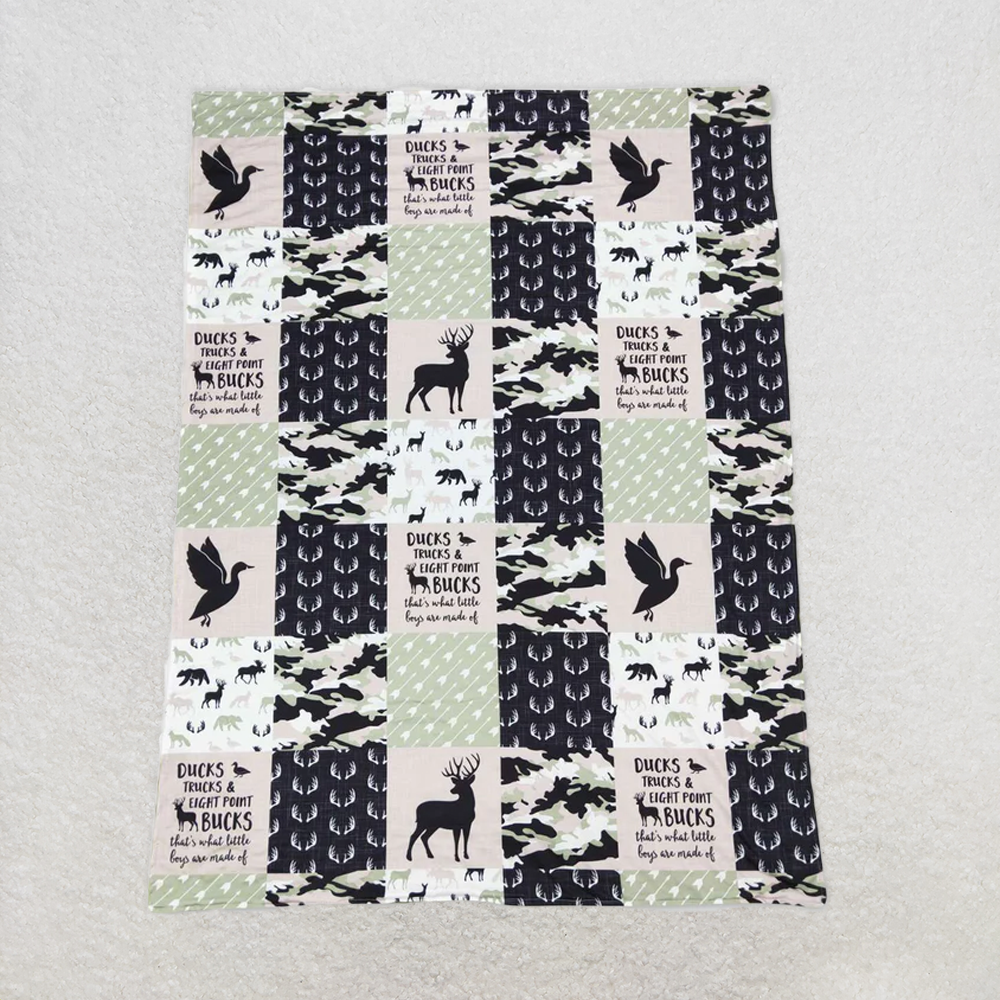 USA Shop (in stock)BL0071  RTS NO MOQ Baby Blankets Baby Kids Green Hunting Deer Minky Blankets
