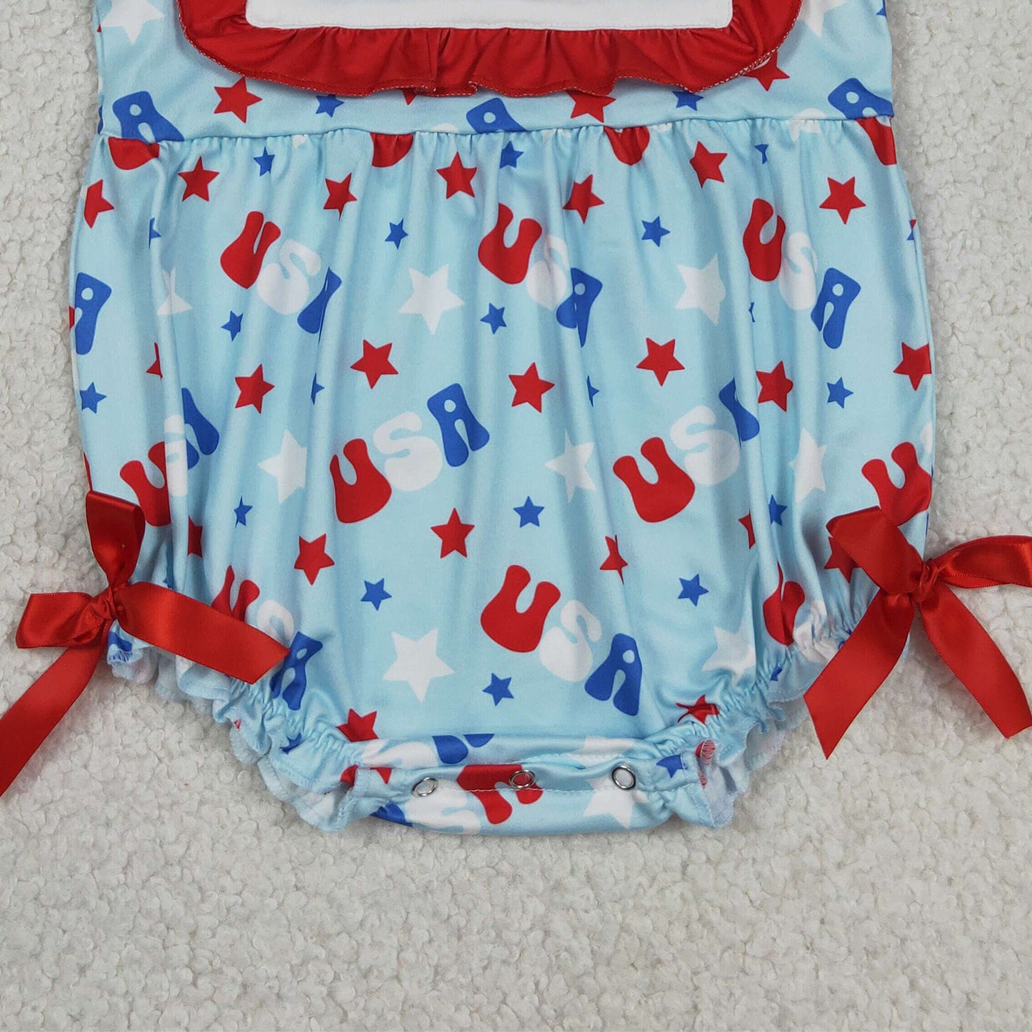 SR4154 RTS NO MOQ （In stock）Ruffle I love USA stars baby girls 4th of july romper