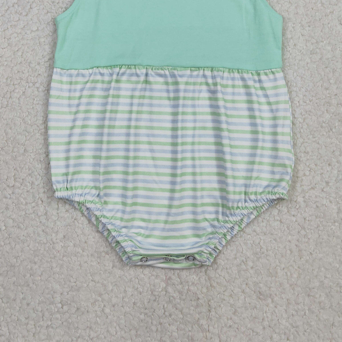 3.3 RTS NO MOQ （In stock）SR3894 Children's Fashion Romper Baby Boys Sleeveless Green Stripe Rompers