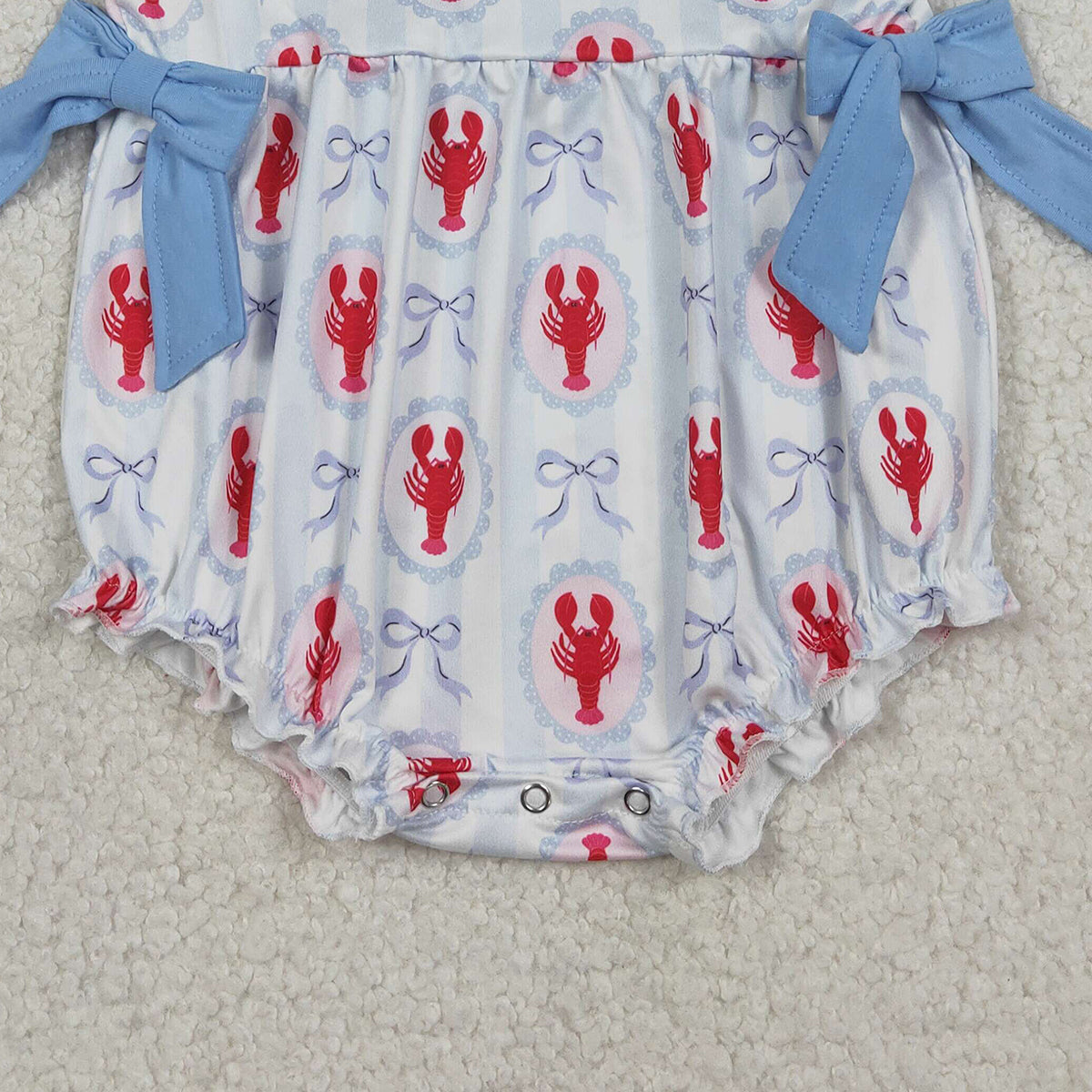 1.16 RTS NO MOQ （In stock）SR3828 Baby Girls Sleeveless Bows Crayfishes Ruffle Rompers