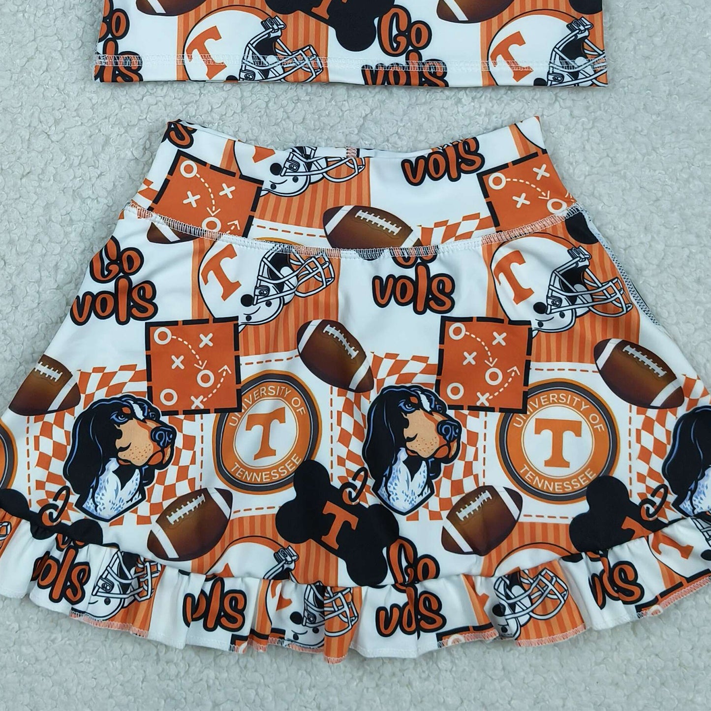 GSD3613 RTS NO MOQ （In stock ）Sleeveless T dog football top skirt girls active wear set