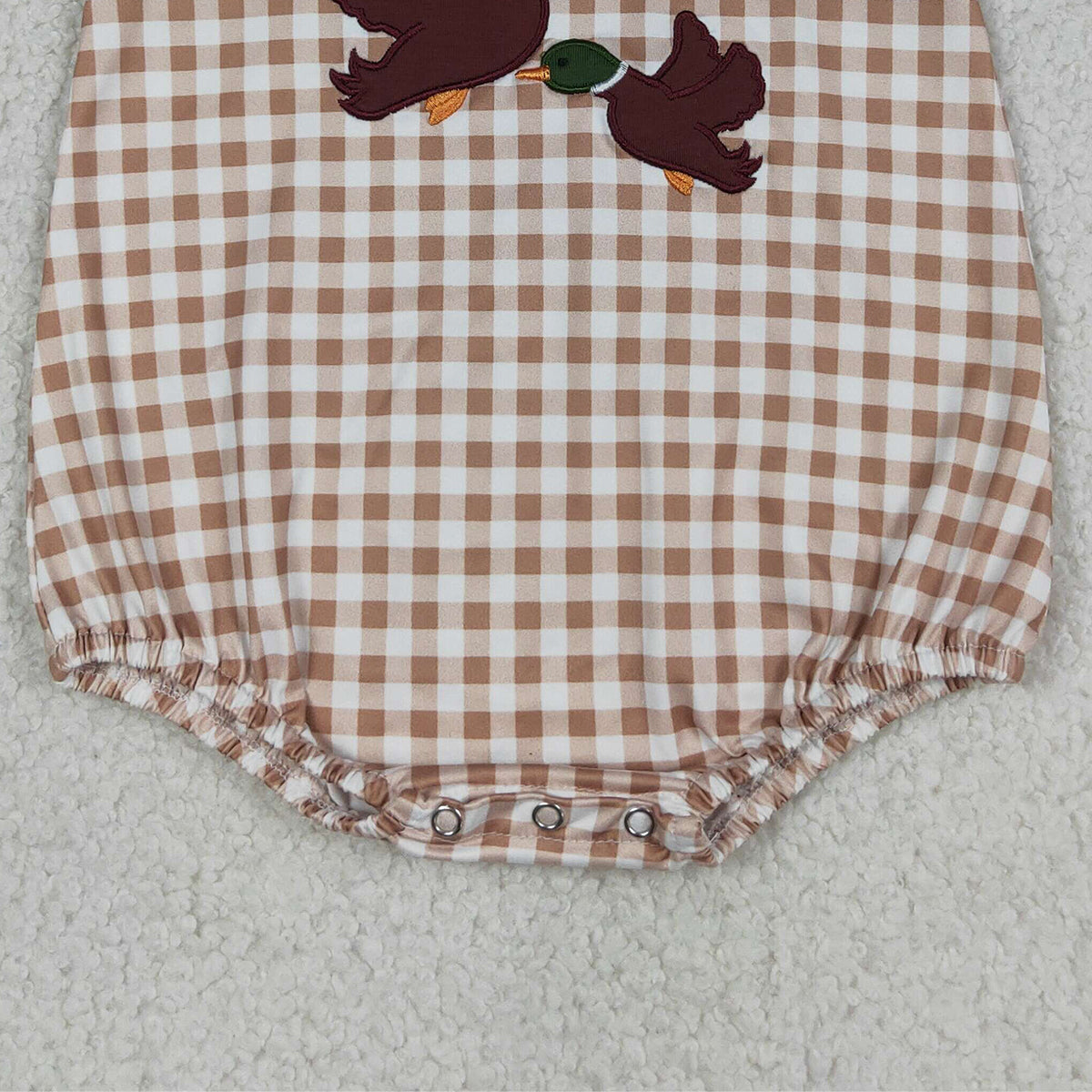 4.14 SR3958 RTS NO MOQ （In stock）Sleeveless plaid duck embroidery baby boy romper