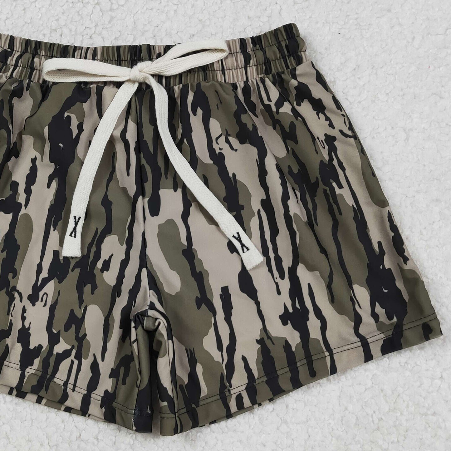 S0194 RTS NO MOQ （In stock ）Olive camo kids boy summer swim trunks