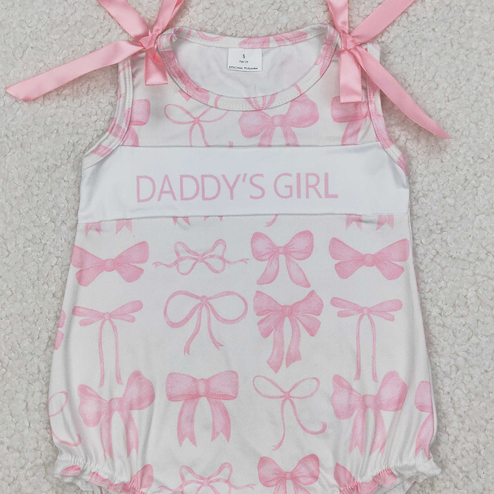 5.16 SR2818 RTS NO MOQ Baby Girls Summer Rompers Sleeveless pink bow daddy's girl summer romper