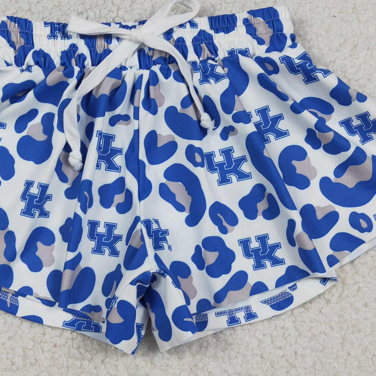SS0812RTS NO MOQ （In stock）Blue leopard kids girls team active summer shorts