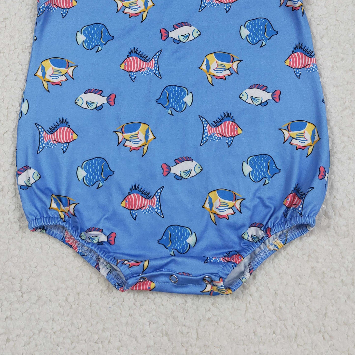 SR4151 RTS NO MOQ （In stock）Sleeveless blue fish baby boy summer romper