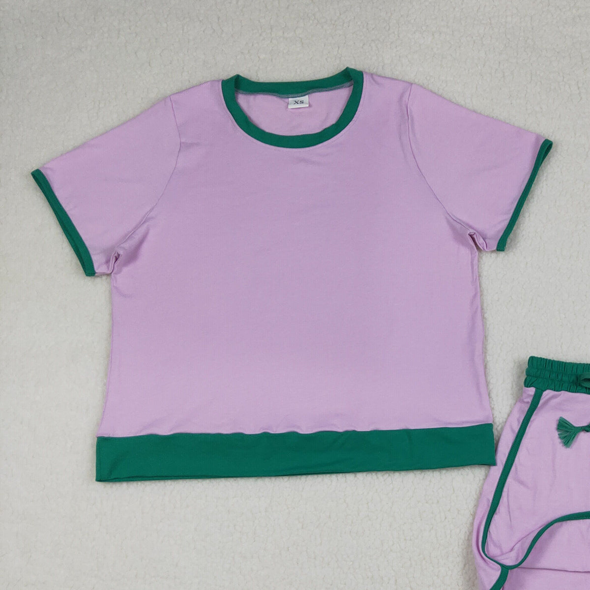4.13 GSD3675 RTS NO MOQ （In stock）Pink green cotton top skirt adult women outfits