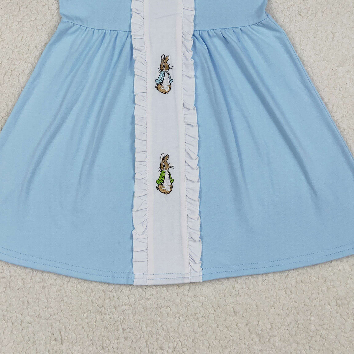 1.8 RTS NO MOQ （In stock）GSD2961 Embroidery Rabbits Baby Girls Easter Collar Knee Length Dresses
