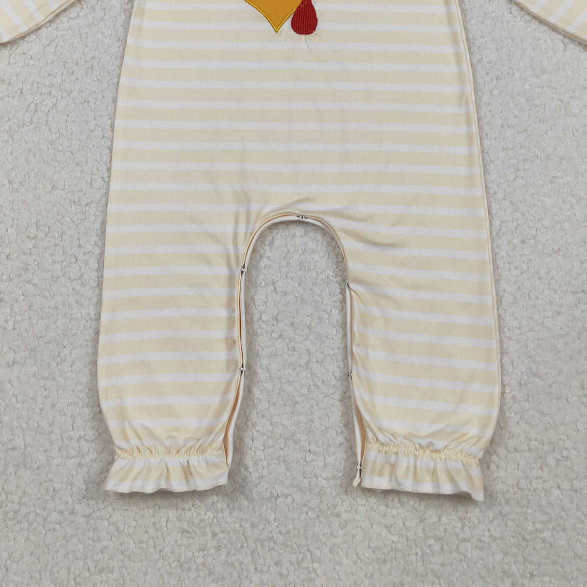 10.13 RTS NO MOQ （In stock）LR2424 Baby Girls Winter Rompers Embroidery Turkey Baby Girls Stripe Thanksgiving Ruffle Footie Rompers