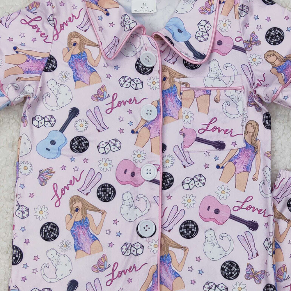 GSSO1773 New Rts No Moq 8-9 Days By Air Arrived it Short sleeves guitar boots singer girls button down pajamas