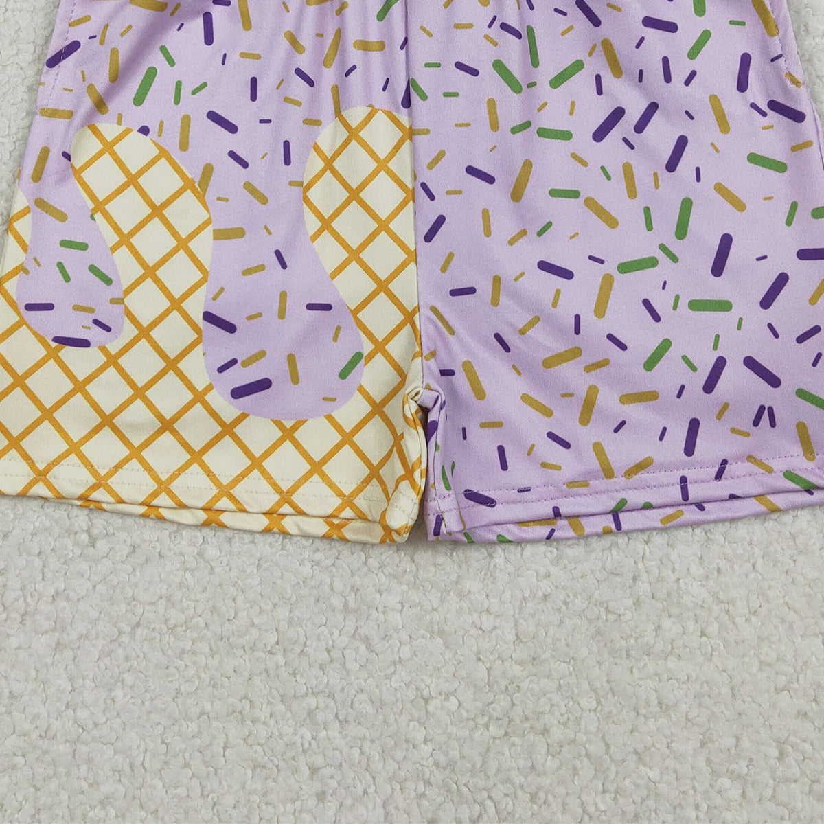 12.30 RTS NO MOQ （In stock）SS0653 Baby Boys Summer Shorts Baby Boys Lavender Sprinkles Drip Team Shorts Bottom