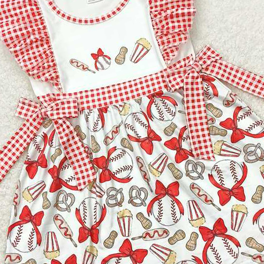 5.16  GSD0712 RTS NO MOQ Plaid flutter sleeves baseball baby girls dresses