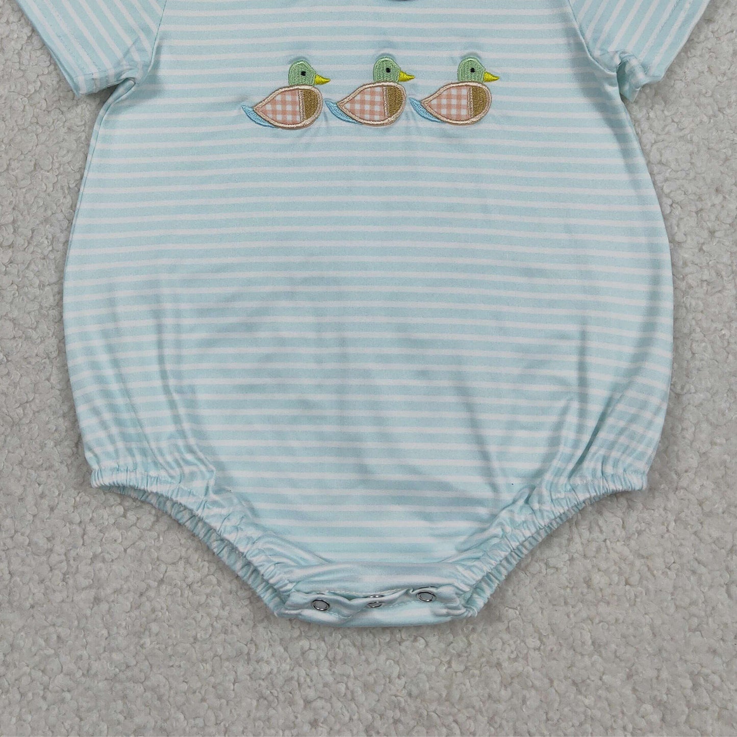 SR4081 RTS NO MOQ （In stock）Short sleeves duck embroidery baby boy summer romper