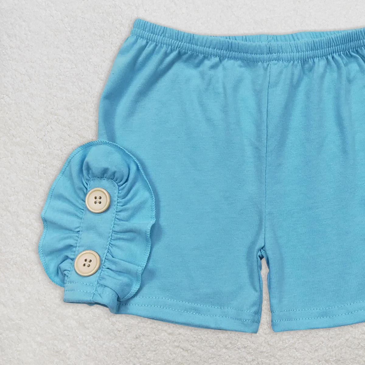 SS0191 RTS NO MOQ Baby Girls Summer Shorts  Baby Girls Summer Light Blue Cotton Buttons Shorts