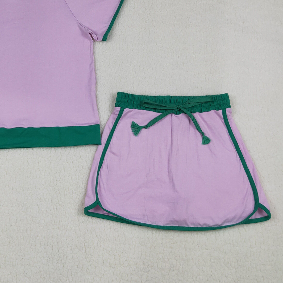 4.13 GSD3675 RTS NO MOQ （In stock）Pink green cotton top skirt adult women outfits