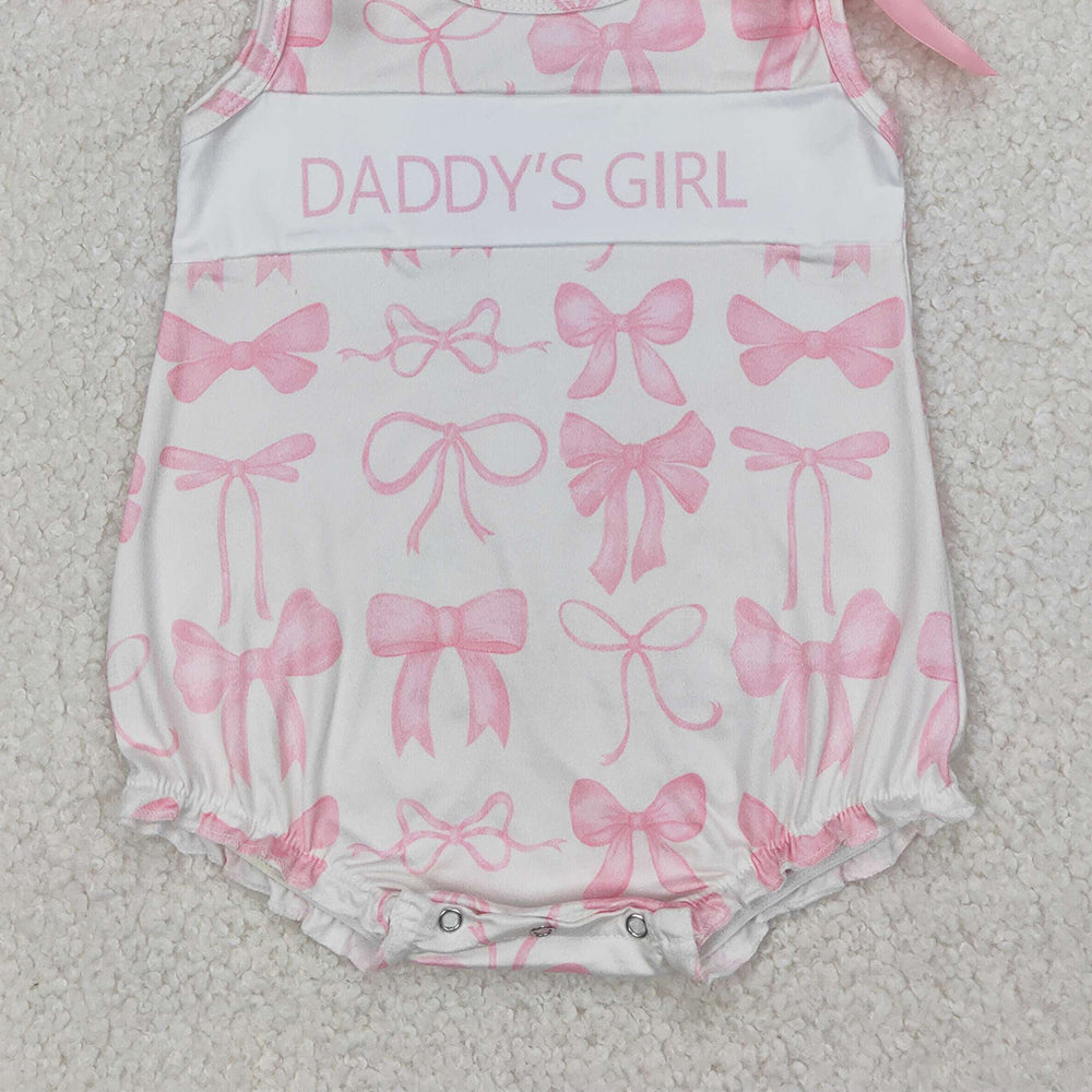 5.16 SR2818 RTS NO MOQ Baby Girls Summer Rompers Sleeveless pink bow daddy's girl summer romper