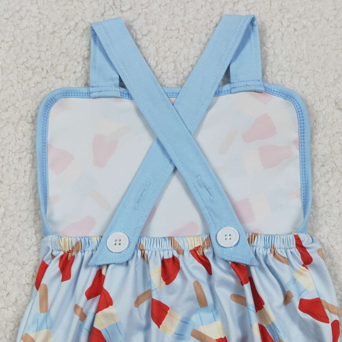 1.24 RTS NO MOQ （In stock）SR3923 Baby Boys Strap Red Blue Popsicle 4th of July Rompers