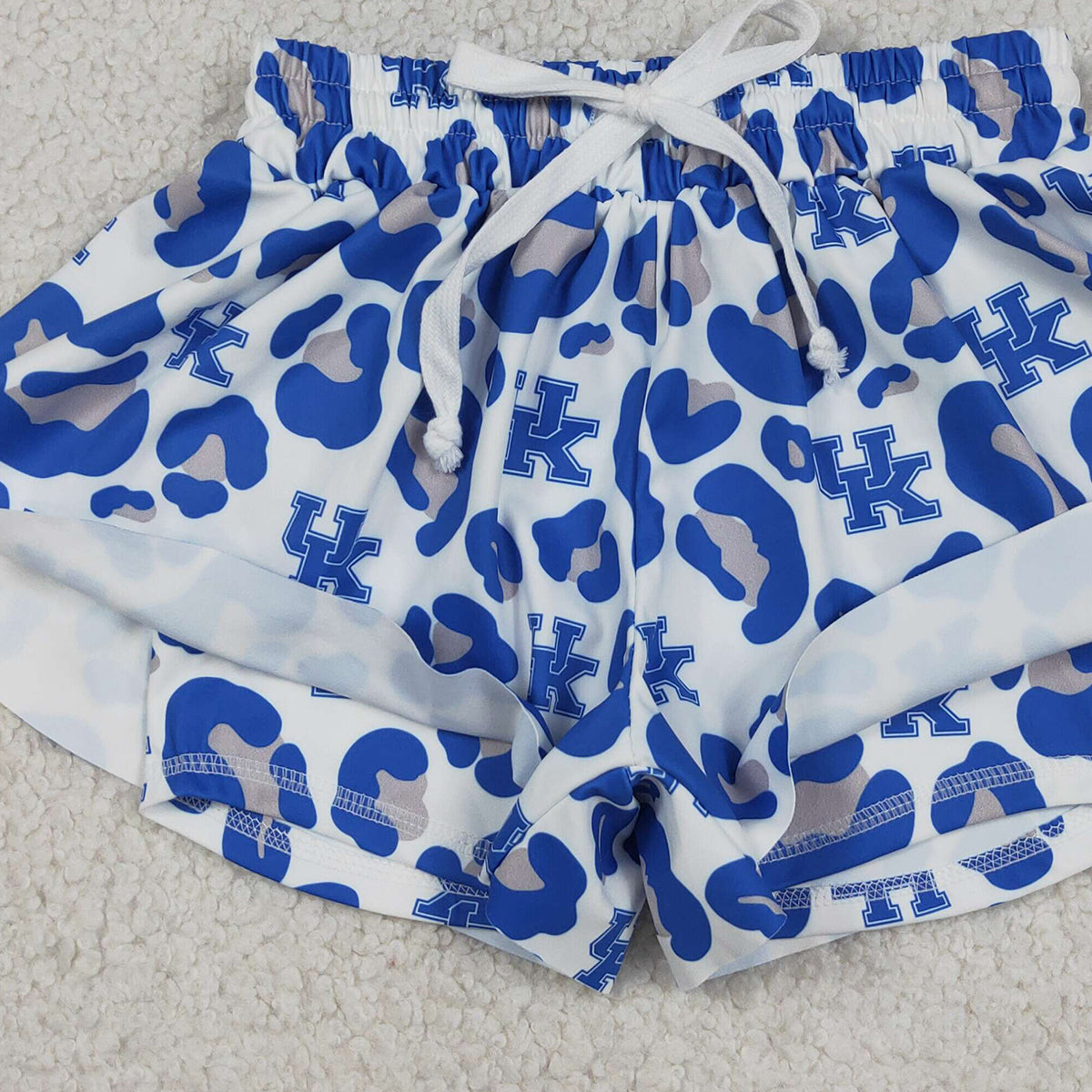 SS0812RTS NO MOQ （In stock）Blue leopard kids girls team active summer shorts
