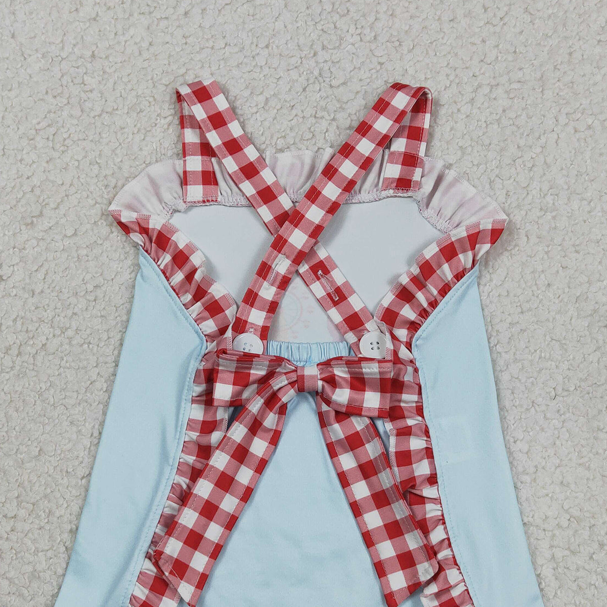 3.17 RTS NO MOQ （In stock）SR3055 Children's Fashion Romper Baby Girls Strap Colorful Park Back Bows Ruffle Rompers