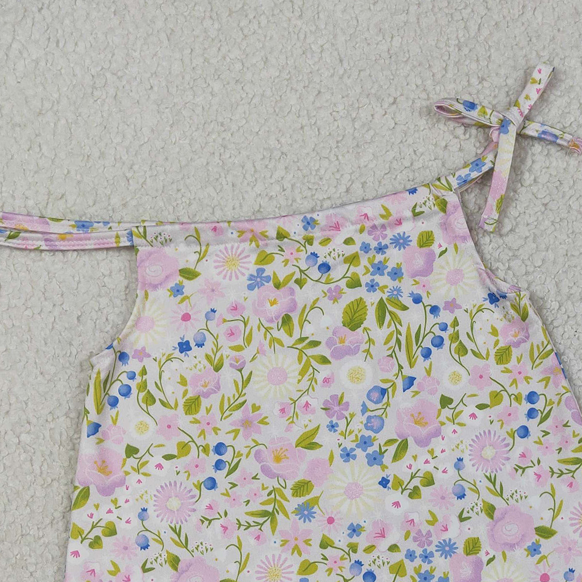 3.13 RTS NO MOQ （In stock）GSSO2778 Kids Clothing for Girls Baby Girls Pink Strap Flowers Tunic Ruffle Shorts Clothes Sets