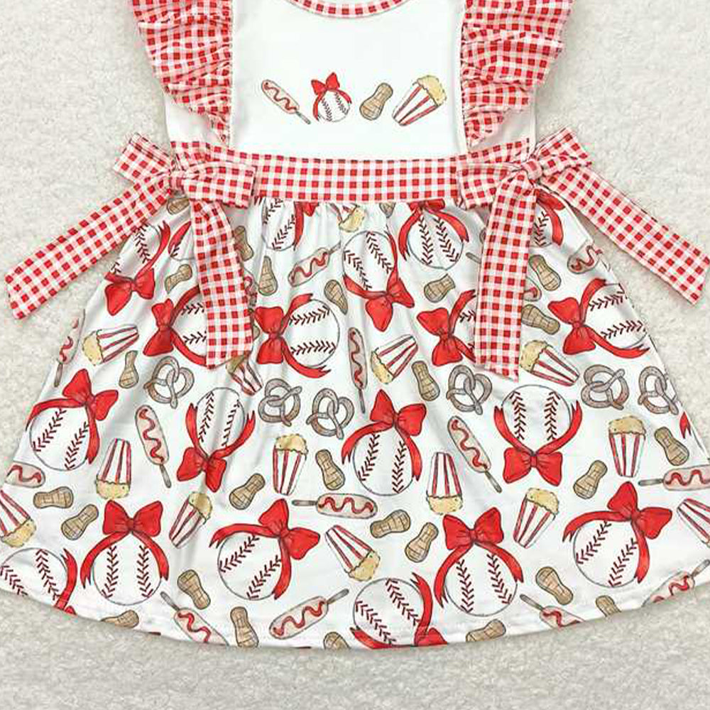 5.16  GSD0712 RTS NO MOQ Plaid flutter sleeves baseball baby girls dresses