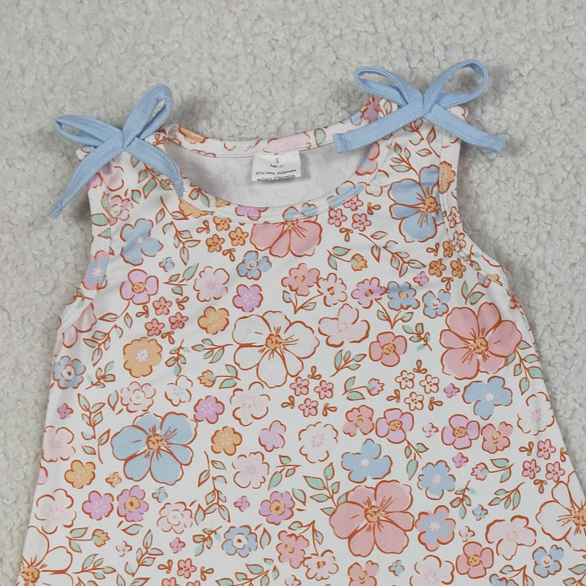 4.1 RTS NO MOQ （In stock）GSSO3393 Sleeveless floral scallop top shorts girls outfits