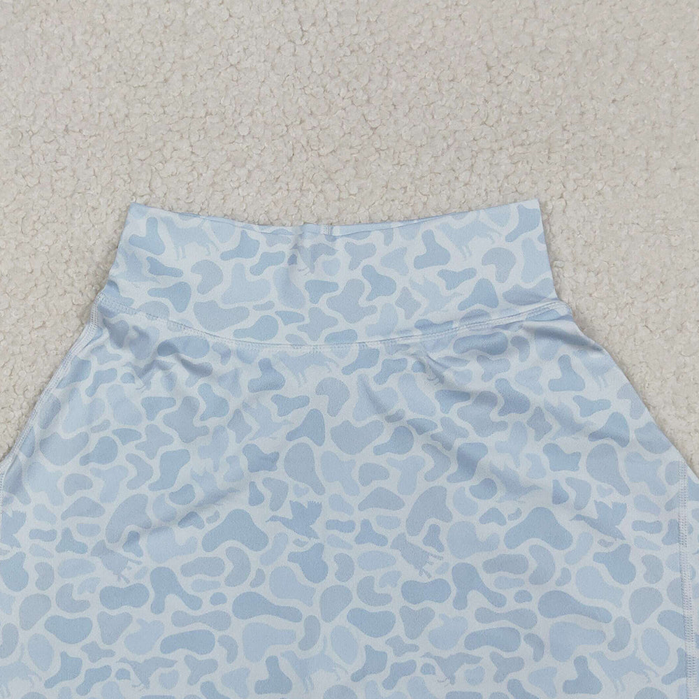 9.30  RTS NO MOQ （In stock）GLK0133 Adult Women Light Grey Camo Print Yoga Active Skirt Shorts Bottom