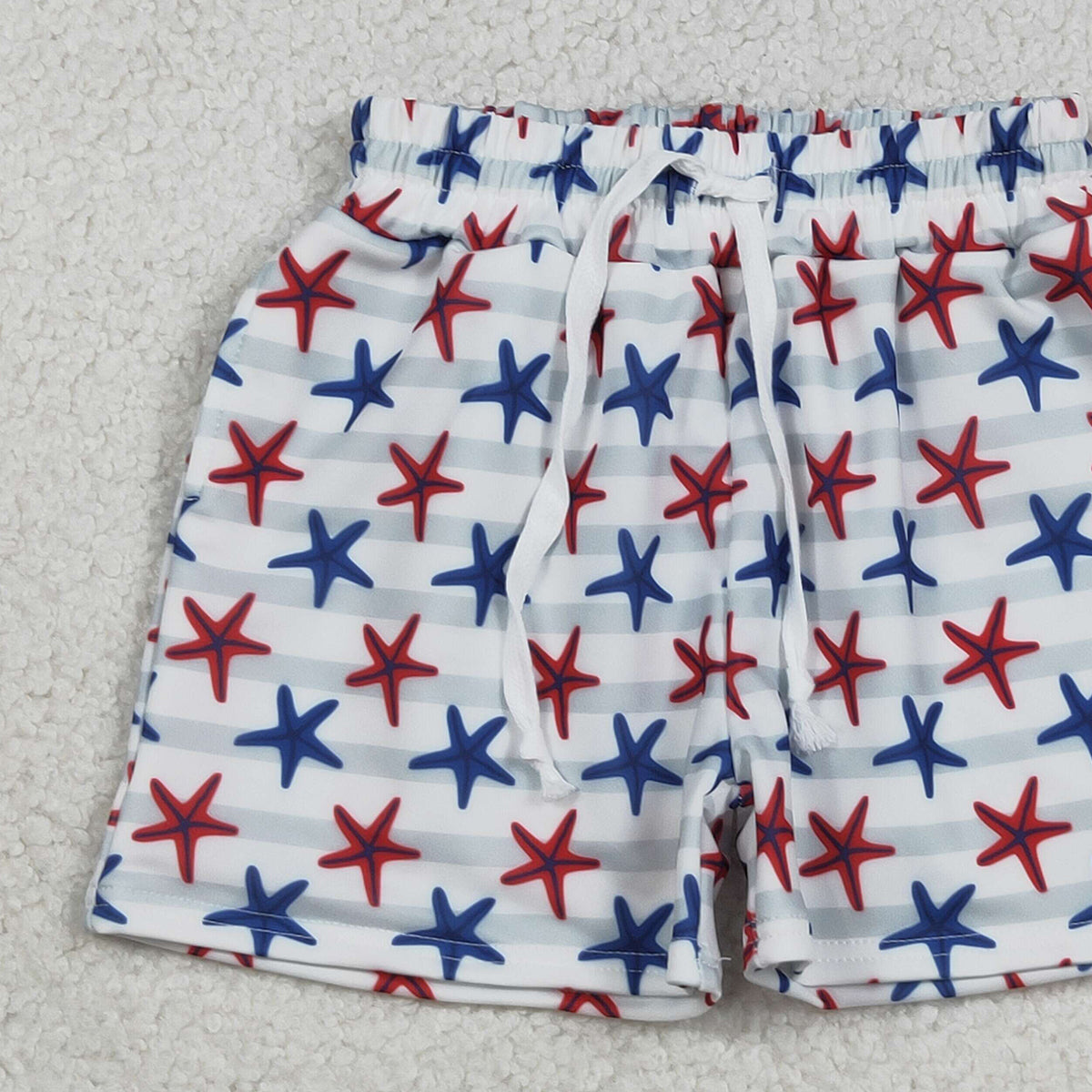 12.12 RTS NO MOQ （In stock）S0588 Baby Boys Summer Shorts Baby Boys Sea World Red Blue Starfishes Swimming Trunks Bottom