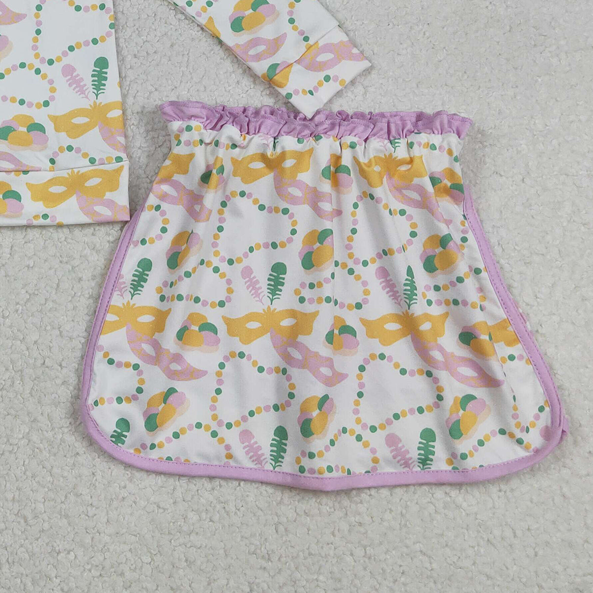 12.16 RTS NO MOQ （In stock）GLD1334 Baby Girls Mardigras Donuts Masks Zip Pullover Skirt Shorts Clothes Sets