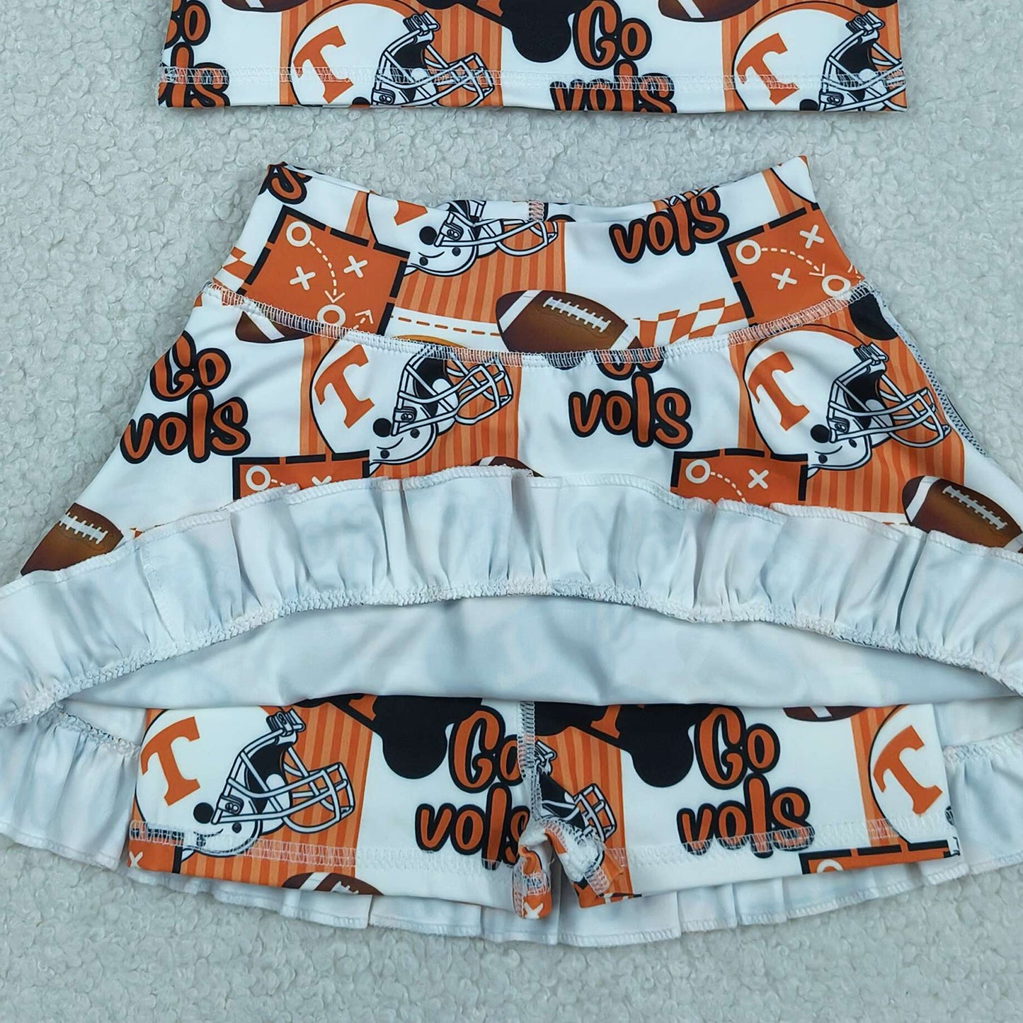 GSD3613 RTS NO MOQ （In stock ）Sleeveless T dog football top skirt girls active wear set
