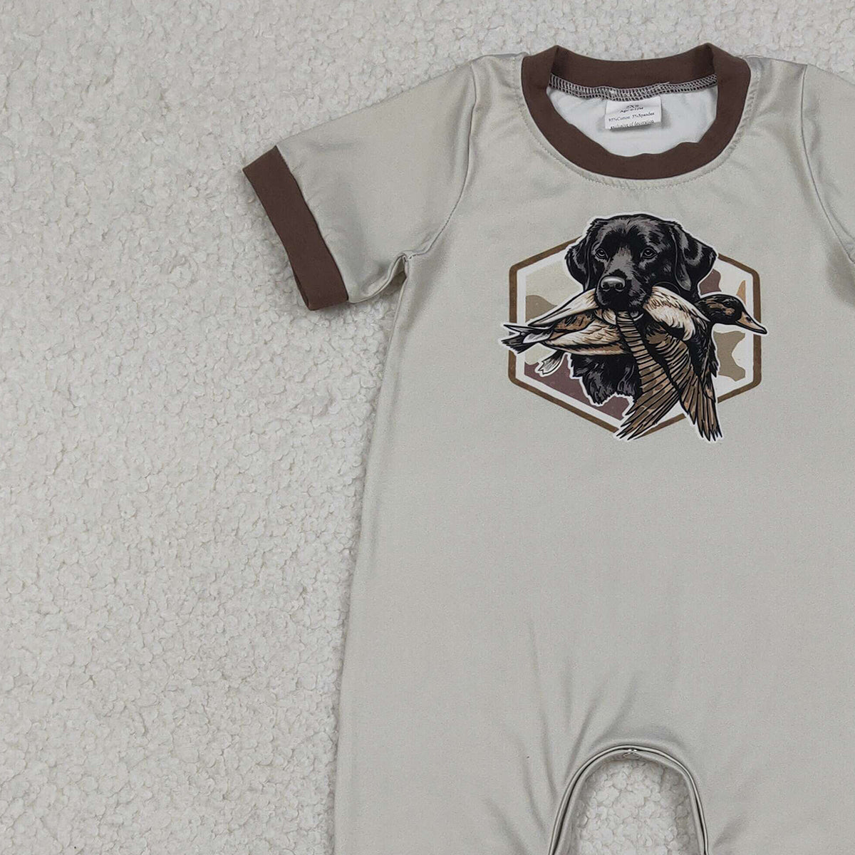 12.26 RTS NO MOQ （In stock）SR3680 Baby Boys Rompers Baby Boys Camo Ducks Dogs Hunting Footie Rompers