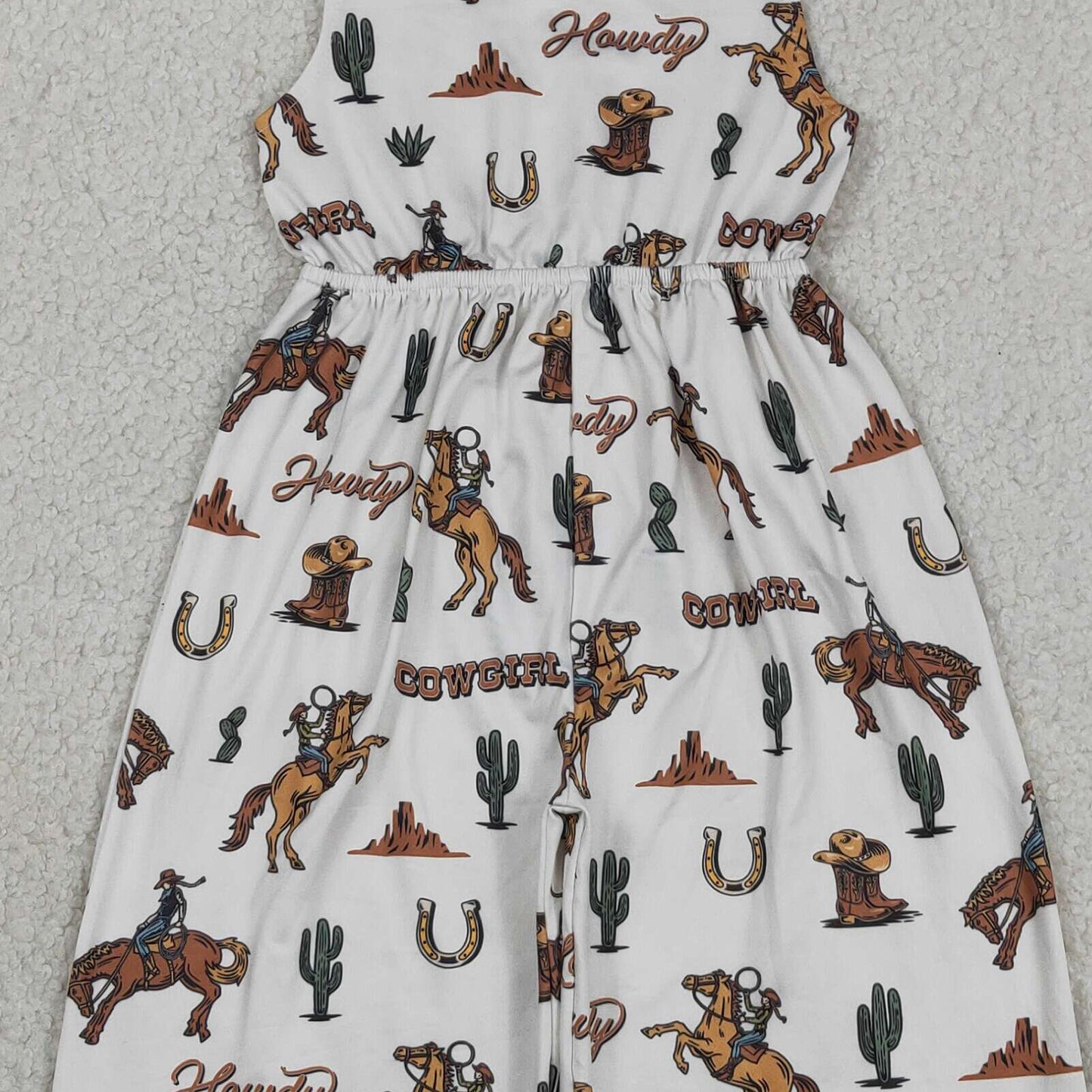 SR2969 RTS NO MOQ （In stock ）Straps cactus horse rodeo western kids girls jumpsuit