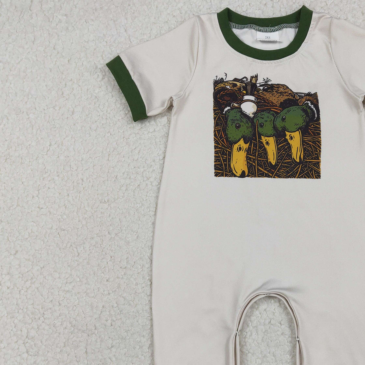 12.24 RTS NO MOQ （In stock）SR3681 Baby Boys Rompers Baby Boys Ducks Calls Hunting Footie Rompers