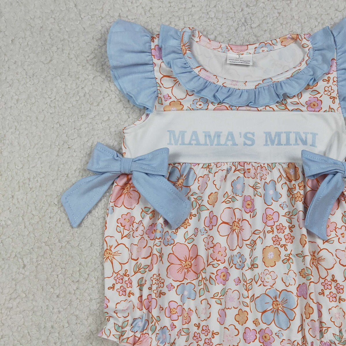 4.2 SR3973 RTS NO MOQ （In stock) Flutter sleeves mama's mini floral baby girls romper