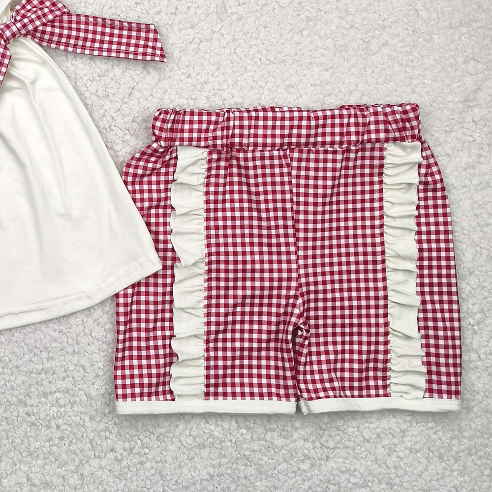 7.19  GSSO2518RTS NO MOQ Baby Girls Summer Outfits baby girl clothes sleeveless shorts set