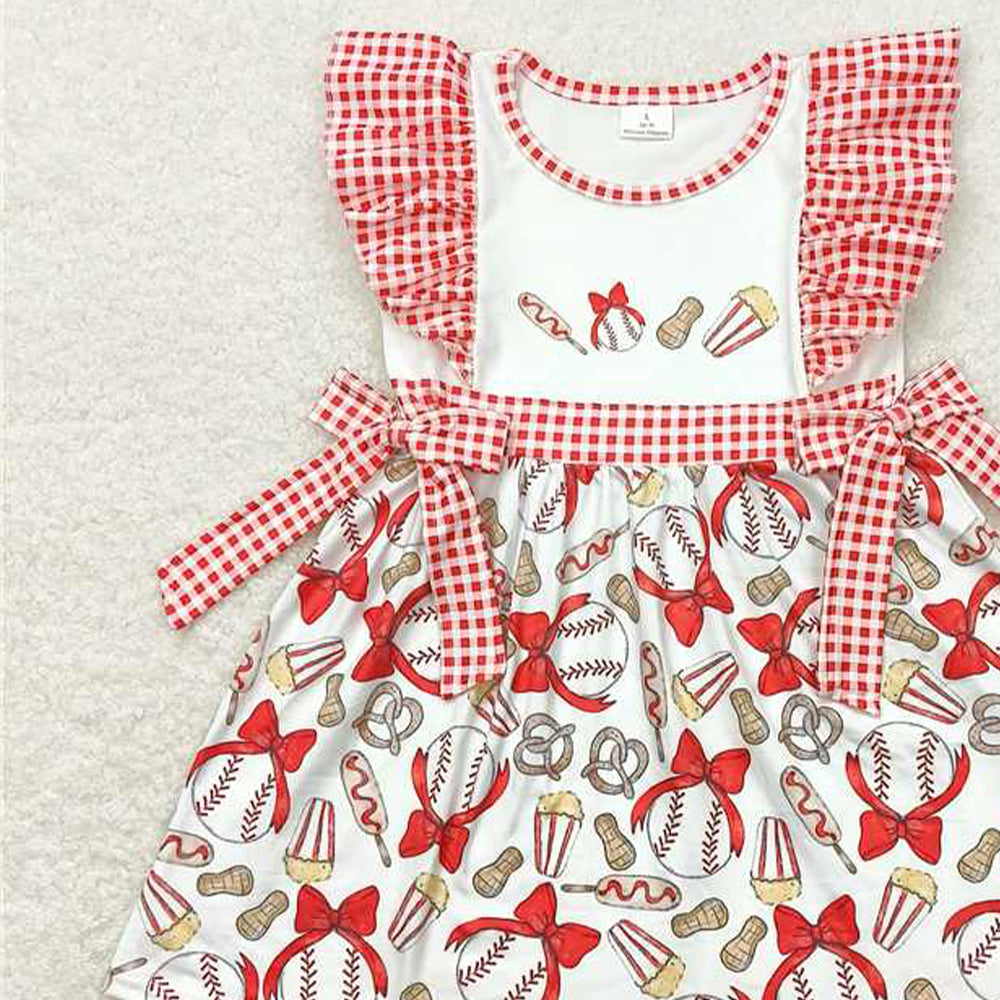 5.16  GSD0712 RTS NO MOQ Plaid flutter sleeves baseball baby girls dresses
