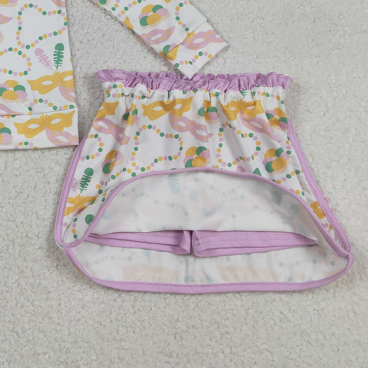 12.16 RTS NO MOQ （In stock）GLD1334 Baby Girls Mardigras Donuts Masks Zip Pullover Skirt Shorts Clothes Sets