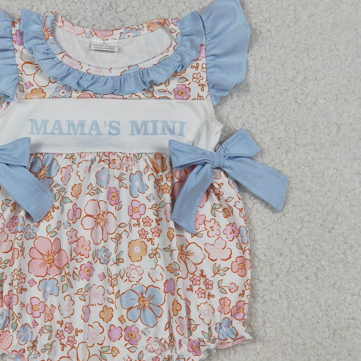 4.2 SR3973 RTS NO MOQ （In stock) Flutter sleeves mama's mini floral baby girls romper