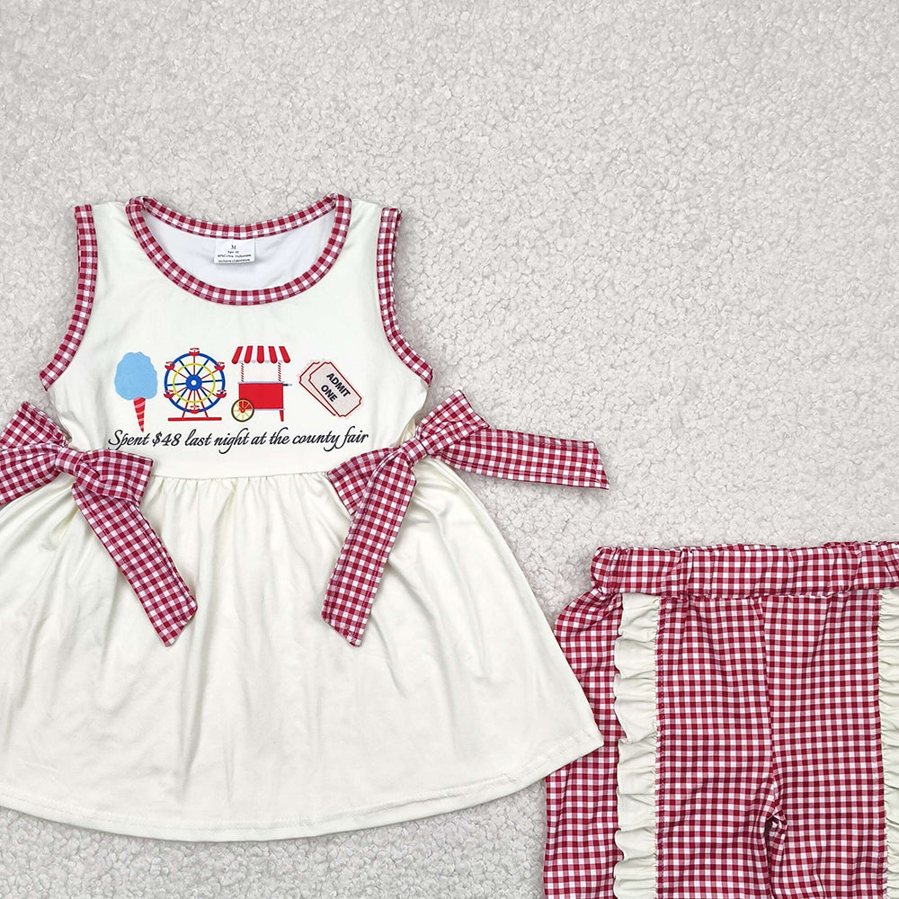 7.19  GSSO2518RTS NO MOQ Baby Girls Summer Outfits baby girl clothes sleeveless shorts set
