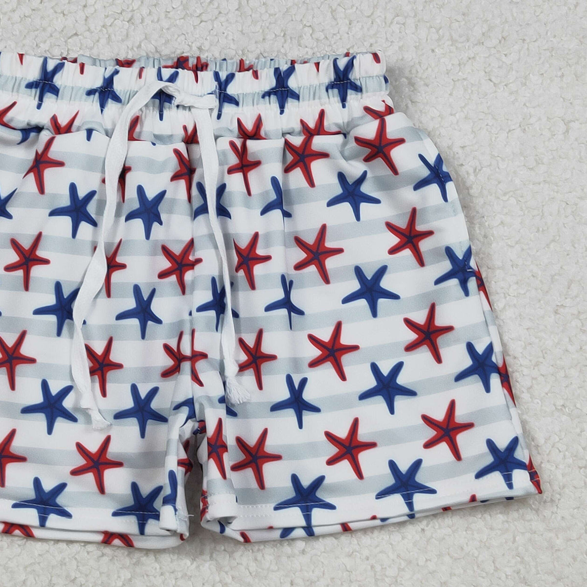 12.12 RTS NO MOQ （In stock）S0588 Baby Boys Summer Shorts Baby Boys Sea World Red Blue Starfishes Swimming Trunks Bottom