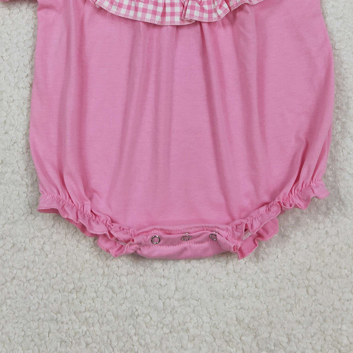 1.9 RTS NO MOQ （In stock）SR3250 Smocked Crosses Baby Girls Bows Short Sleeve Easter Ruffle Rompers