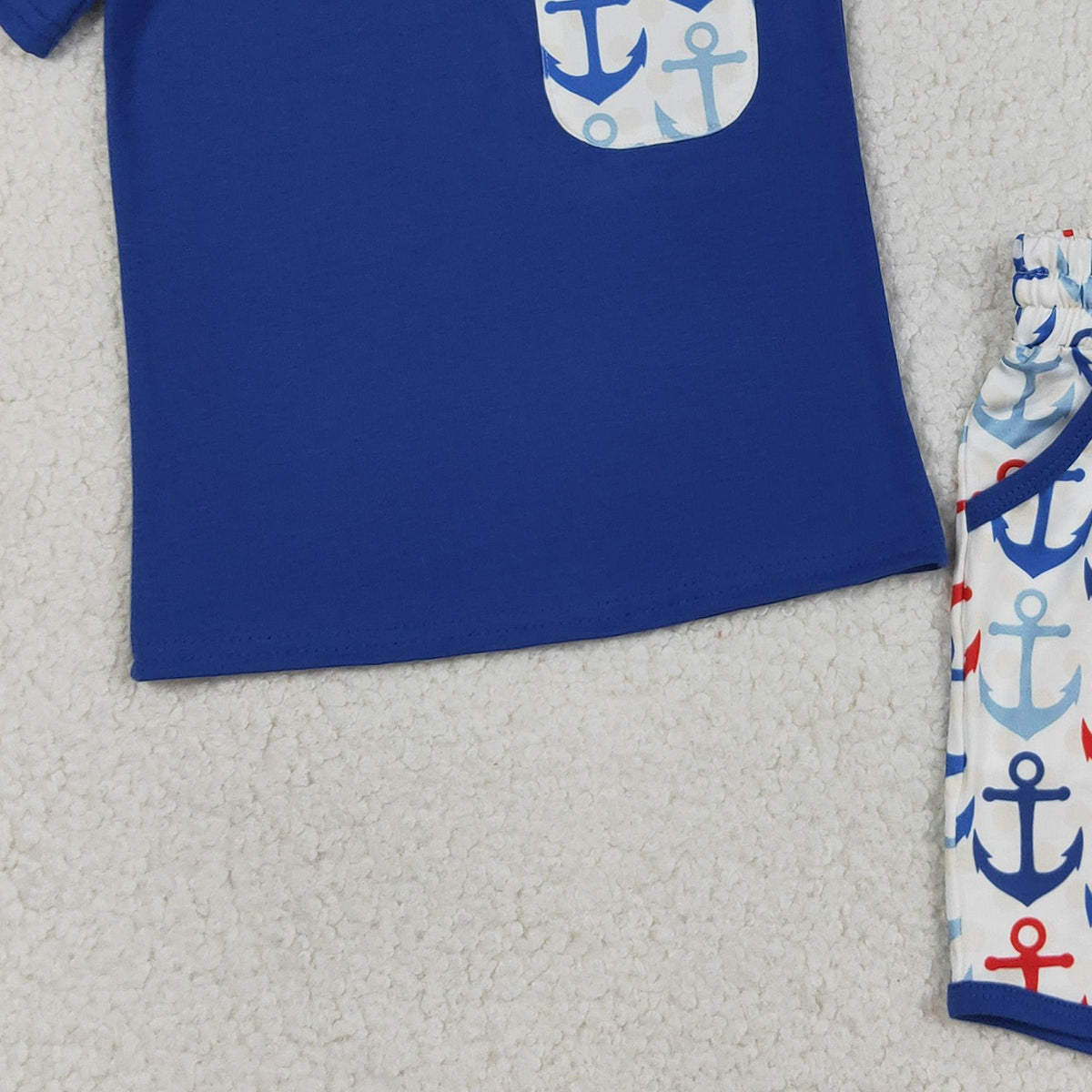 3.18 RTS NO MOQ （In stock）BSSO1874 Fashion Clothing For Baby Boys Hot Blue Shirt Top Boats Fishing Pocket Shorts Clothes Sets