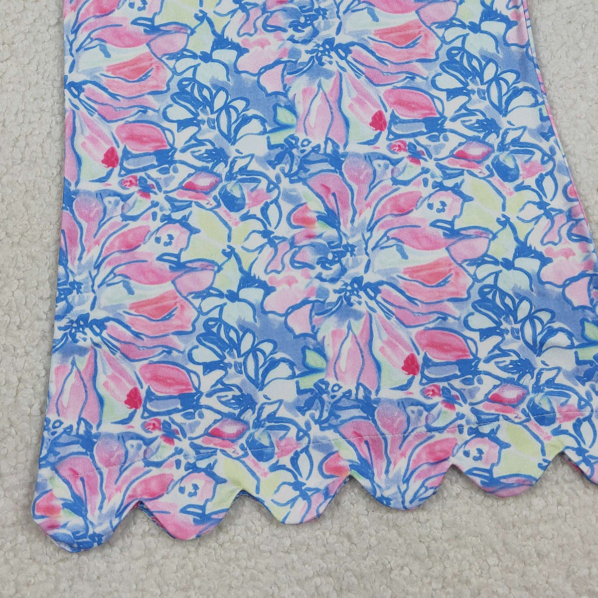 3.10 RTS NO MOQ （In stock）GSD3627 Kids Fashion Clothes Baby Girls Sleeveless Colorful Flowers Button Scallop Knee Length Dresses
