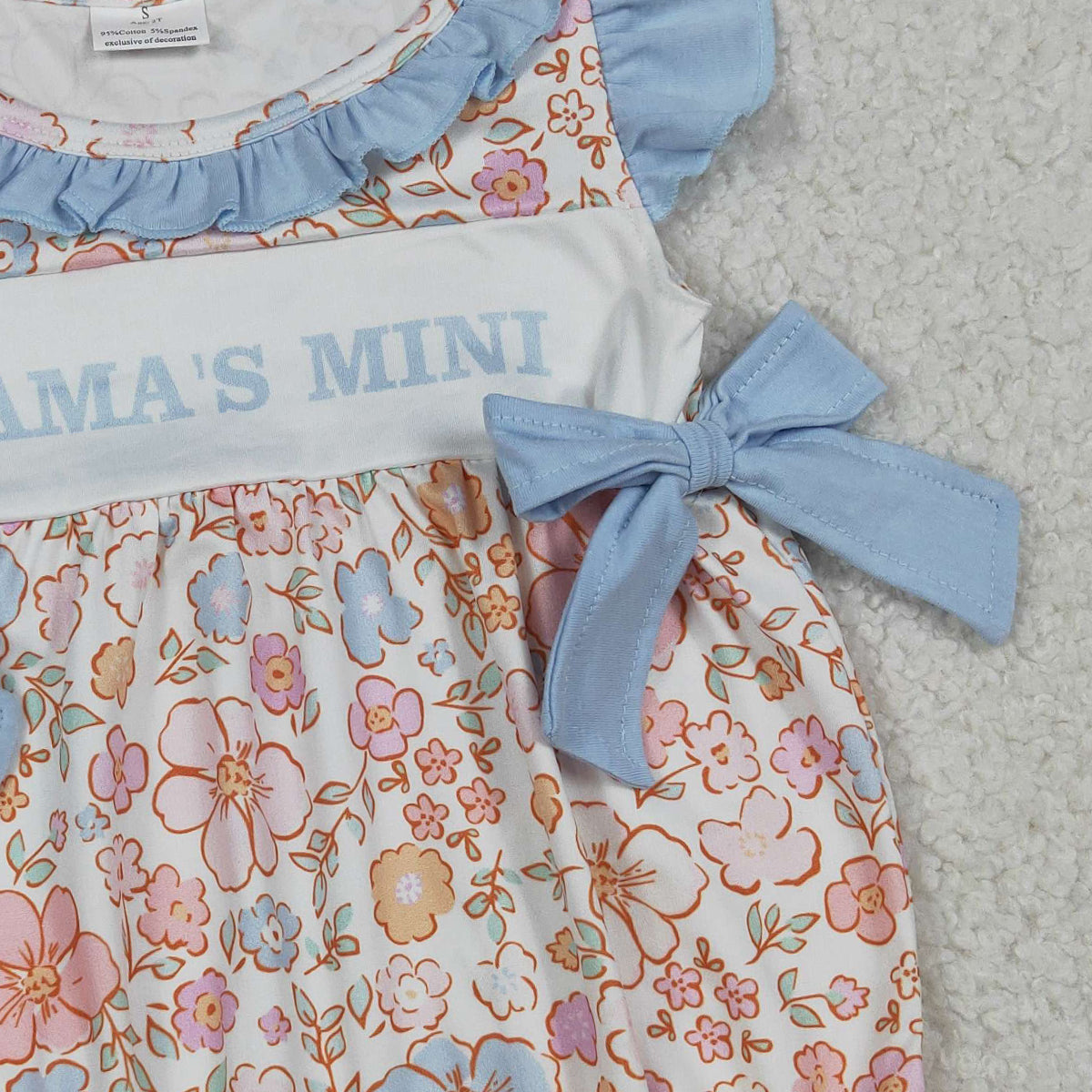 4.2 SR3973 RTS NO MOQ （In stock) Flutter sleeves mama's mini floral baby girls romper