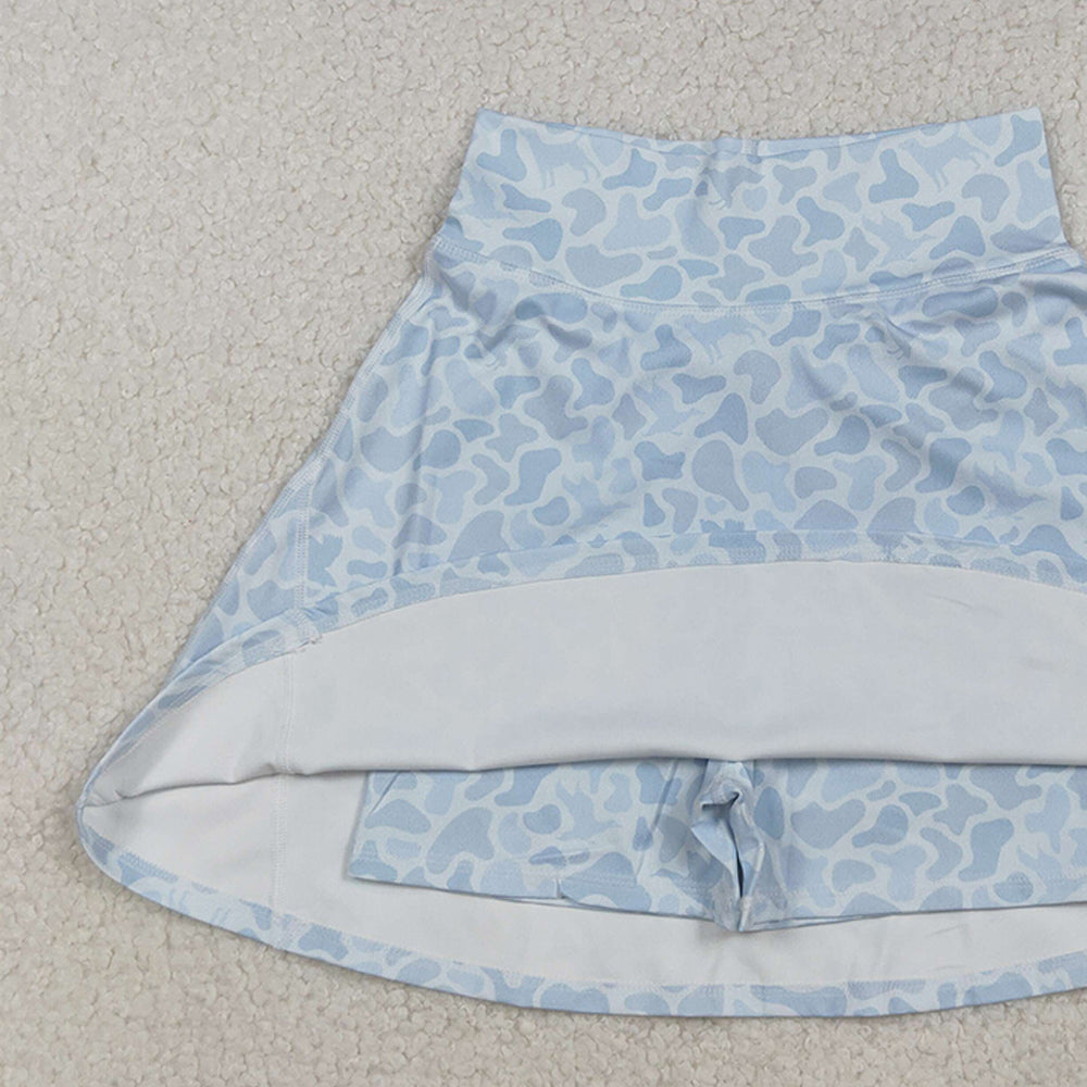 9.30  RTS NO MOQ （In stock）GLK0133 Adult Women Light Grey Camo Print Yoga Active Skirt Shorts Bottom