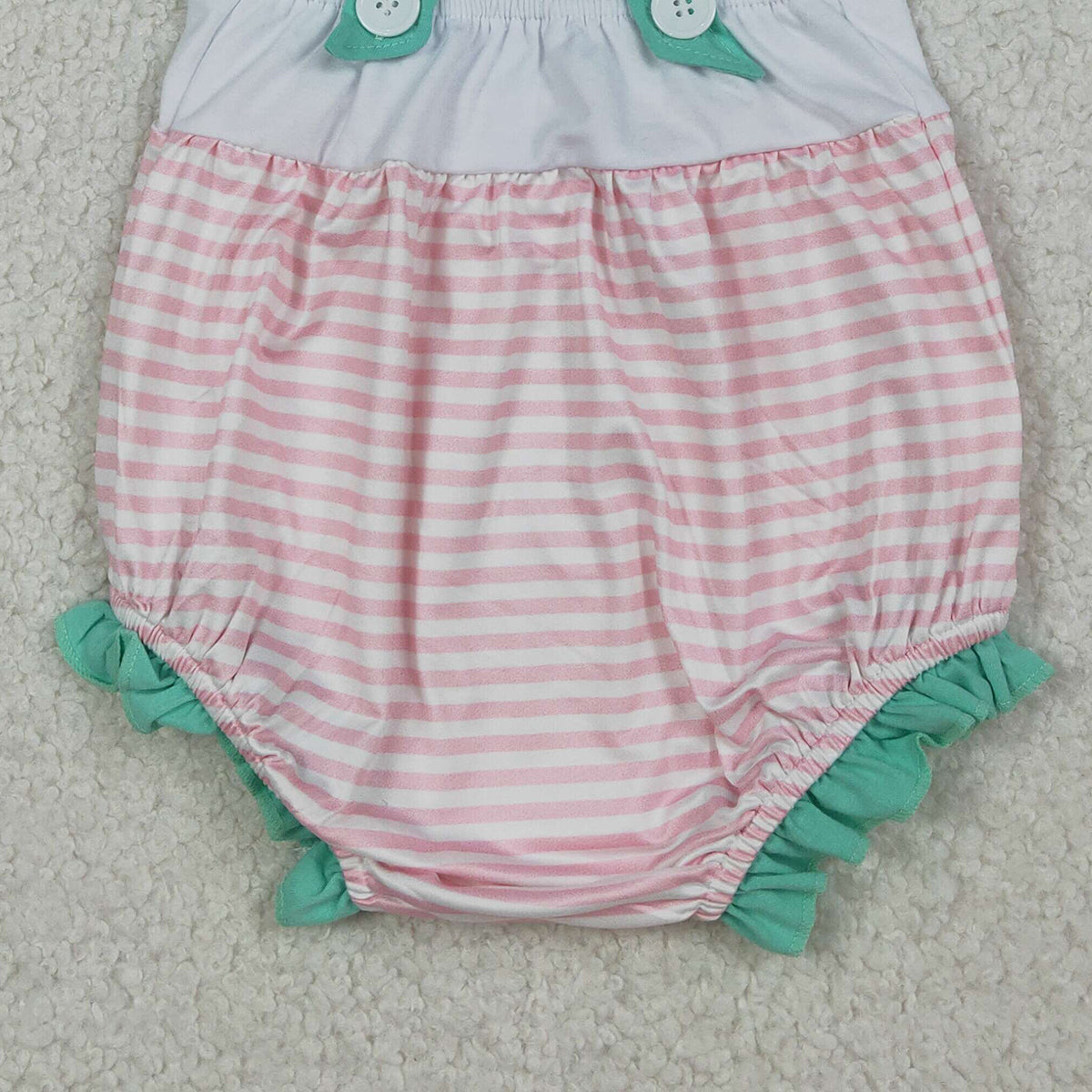 3.19 RTS NO MOQ （In stock）SR3558 Children's Fashion Romper Baby Girls Strap Embroidery Dogs Pink Stripe Hunting Rompers