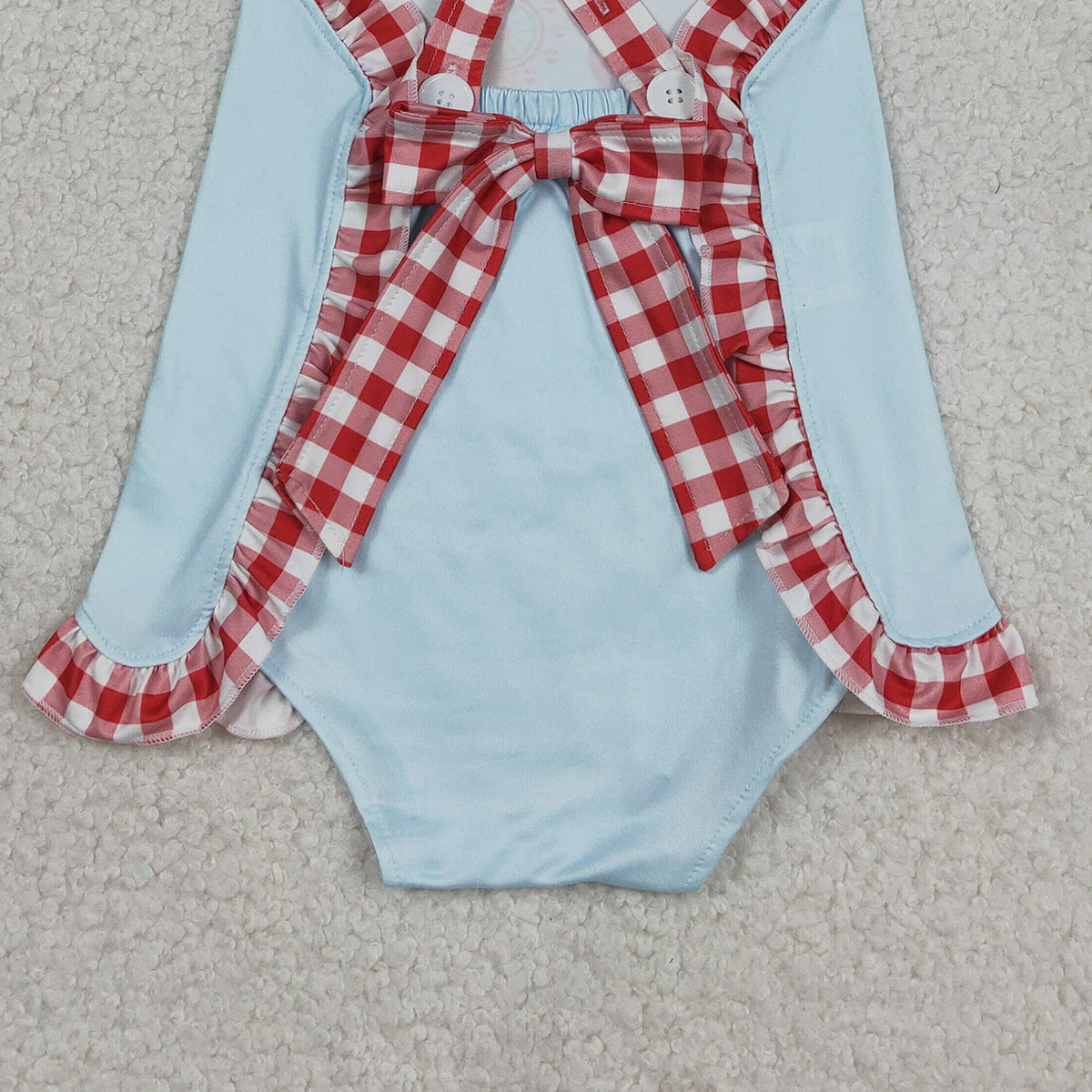 3.17 RTS NO MOQ （In stock）SR3055 Children's Fashion Romper Baby Girls Strap Colorful Park Back Bows Ruffle Rompers