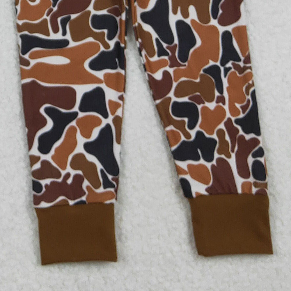 9.27 RTS NO MOQ （In stock）BLP1078  Baby Boys Winter Outfits Embroidery Camo Deer Baby Boys Brown Top Pockets Leggings Clothes Set
