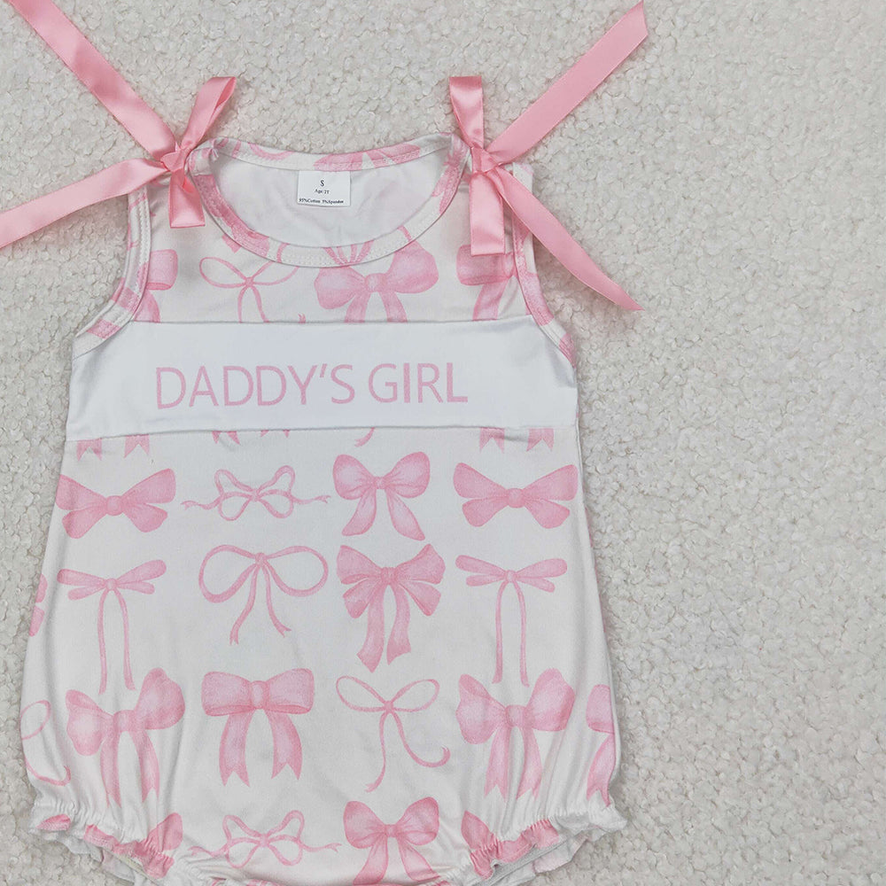 5.16 SR2818 RTS NO MOQ Baby Girls Summer Rompers Sleeveless pink bow daddy's girl summer romper