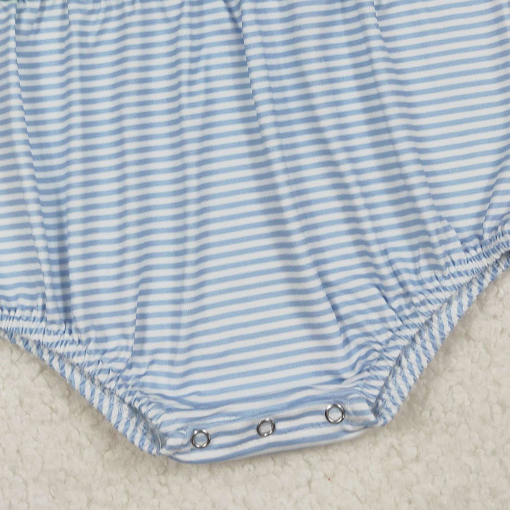 RTS NO MOQ （In stock）SR3201Baby Boys Summer Rompers Blue Stripe Pumpkins Truck Fall Rompers